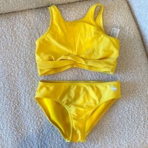 Yellow Abercrombie Kids bathing suit for girls.